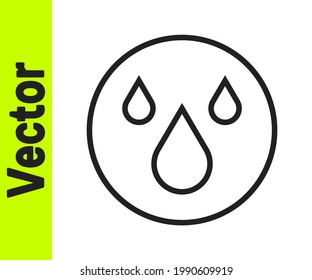 Black line Water drop icon isolated on white background.  Vector