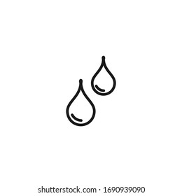 Gotas de agua en la línea negra, gota o gota. Pictograma de riego. Aceite, esencia, ícono etéreo Aislado en blanco. icono de lavado. Ilustración vectorial. Señal de agua, rocío, salpicaduras.