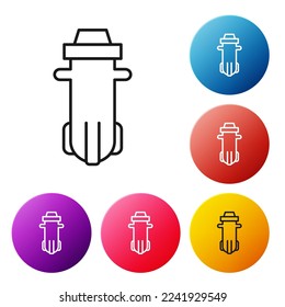 Black line Water filter icon isolated on white background. System for filtration of water. Reverse osmosis system. Set icons colorful circle buttons. Vector