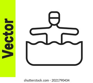 Black line Water gymnastics icon isolated on white background.  Vector