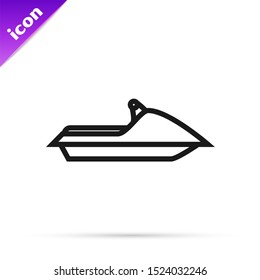 Black line water ski icon isolated on white background. Water scooter. Extreme sport.  Vector Illustration
