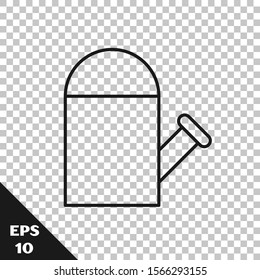 Black line Watering can icon isolated on transparent background. Irrigation symbol.  Vector Illustration