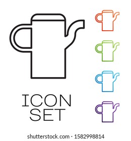 Black line Watering can icon isolated on white background. Irrigation symbol. Set icons colorful. Vector Illustration