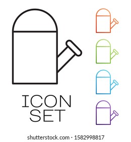 Black line Watering can icon isolated on white background. Irrigation symbol. Set icons colorful. Vector Illustration