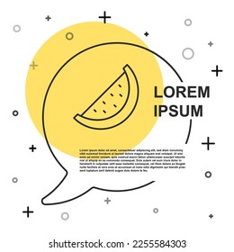 Black line Watermelon icon isolated on white background. Random dynamic shapes. Vector