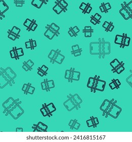 Black line Waterproof mobile phone icon isolated seamless pattern on green background. Smartphone with drop of water.  Vector