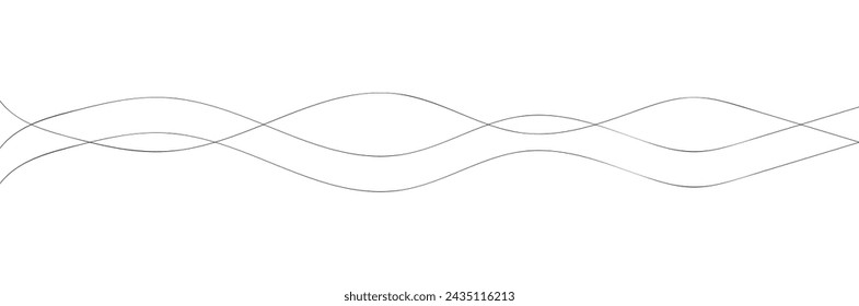 Black line wave in abstract style on white background. Abstract art background vector. . Curve wave seamless pattern. Line art striped graphic template. Vector illustration. Eps file 579.