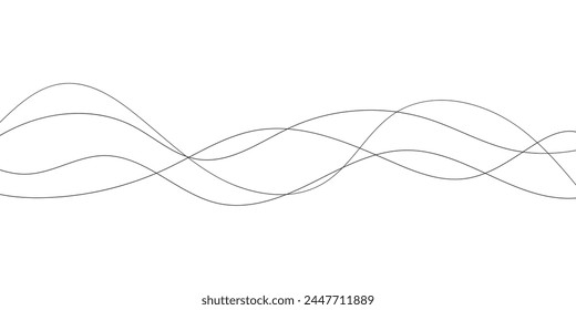 Onda de línea negra en estilo abstracto sobre fondo blanco. Líneas curvas. Vector de fondo de arte Abstractas.