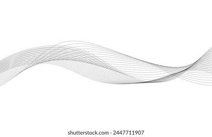 Black line wave in abstract style on white background. Curved lines. Abstract art background vector.