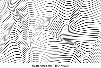 Black line wave curves concept abstract vector with white background pattern illustration.