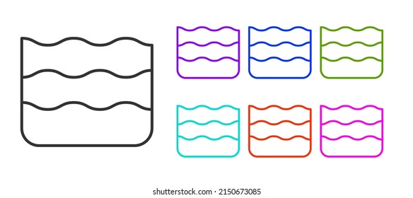 Icono de Onda de línea negra aislado en fondo blanco. Indique los iconos en colores. Vector