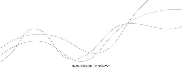 Black line wave on white background. Curved lines. Abstract art background vector.