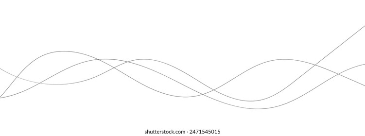 Black line wave on white background. Curved lines. Abstract art background vector.