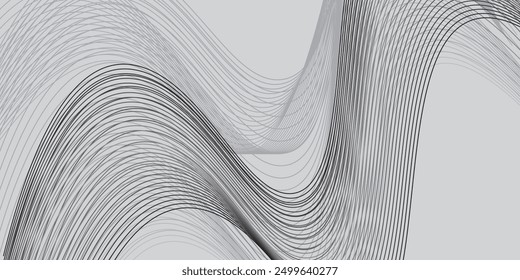 Black line wave on white background. Curved lines. Abstract art background vector.