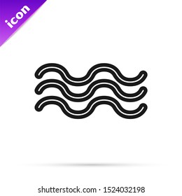 Black line Waves icon isolated on white background.  Vector Illustration