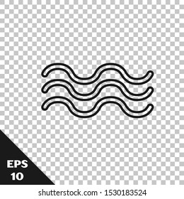 Black line Waves icon isolated on transparent background.  Vector Illustration
