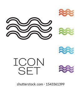 Black line Waves icon isolated on white background. Set icons colorful. Vector Illustration