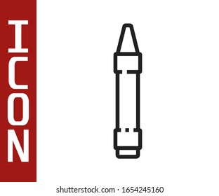 Black line Wax crayons for drawing icon isolated on white background.  Vector Illustration