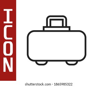 Caso de arma de línea negra para almacenar y transportar un icono de armas aislado en fondo blanco.  Vector