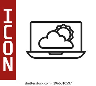 Black line Weather forecast icon isolated on white background.  Vector