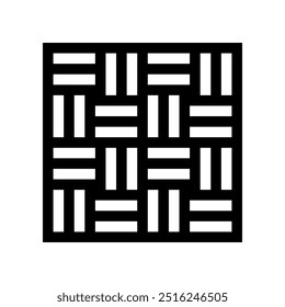 Black line weave square icon flat vector design