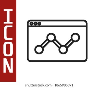 Black line Web analytics information and development website statistic icon isolated on white background. Analysis, management, marketing, research.  Vector