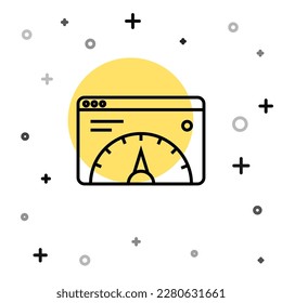 Black line Web analytics information and development website statistic icon isolated on white background. Analysis, management, marketing, research. Random dynamic shapes. Vector