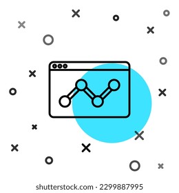 Black line Web analytics information and development website statistic icon isolated on white background. Analysis, management, marketing, research. Random dynamic shapes. Vector
