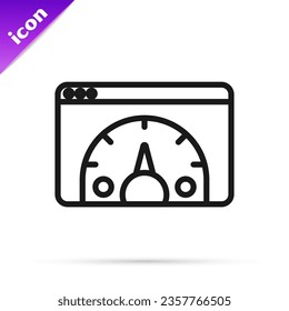 Black line Web analytics information and development website statistic icon isolated on white background. Analysis, management, marketing, research.  Vector