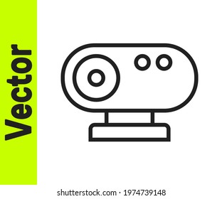 Black line Web camera icon isolated on white background. Chat camera. Webcam icon.  Vector