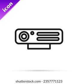 Black line Web camera icon isolated on white background. Chat camera. Webcam icon.  Vector
