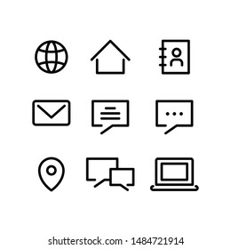 Black line web contact icon pack