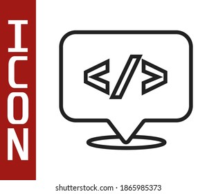 Black line Web design and front end development icon isolated on white background.  Vector
