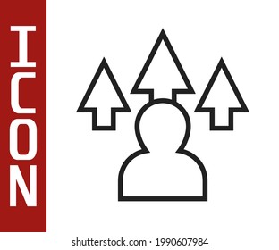 Diseño Web de línea negra e icono de desarrollo frontal aislado en fondo blanco.  Vector