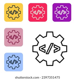 Black line Web design and front end development icon isolated on white background. Set icons in color square buttons. Vector
