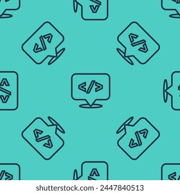 Black line Web design and front end development icon isolated seamless pattern on green background.  Vector