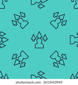 Black line Web design and front end development icon isolated seamless pattern on green background.  Vector