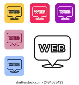Black line Web and graphic design icon isolated on white background. Creative and development. Set icons in color square buttons. Vector