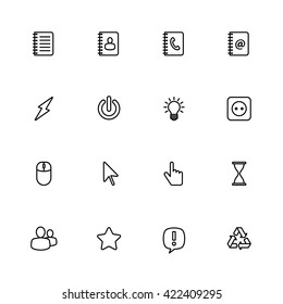 black line web icon set for web design, user interface (UI), infographic and mobile application (apps)