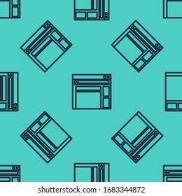 Black line Website template icon isolated seamless pattern on green background. Internet communication protocol.  Vector Illustration