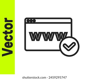 Black line Website template icon isolated on white background. Internet communication protocol.  Vector