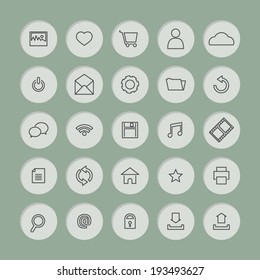 Black Line Website Vector Icons Set 