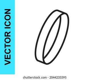 Black line Wedding ring icon isolated on white background. Bride and groom jewelry sign. Marriage symbol. Diamond ring.  Vector