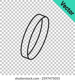 Black line Wedding ring icon isolated on transparent background. Bride and groom jewelry sign. Marriage symbol. Diamond ring.  Vector