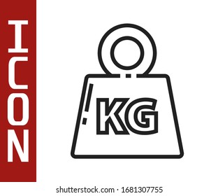 Black line Weight icon isolated on white background. Kilogram weight block for weight lifting and scale. Mass symbol.  Vector Illustration