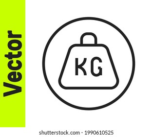 Black line Weight icon isolated on white background. Kilogram weight block for weight lifting and scale. Mass symbol.  Vector