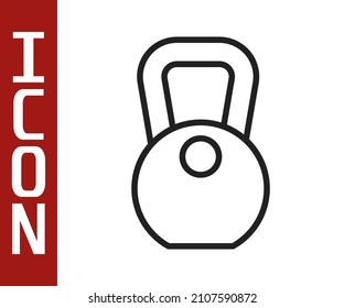 Black line Weight icon isolated on white background. Kilogram weight block for weight lifting and scale. Mass symbol.  Vector