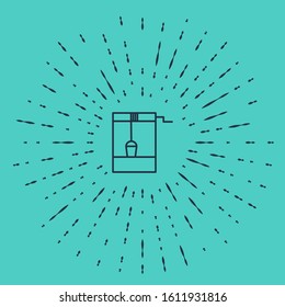 Black line Well with a bucket and drinking water icon isolated on green background. Abstract circle random dots. Vector Illustration