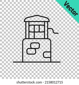 Schwarze Linie Well Symbol einzeln auf transparentem Hintergrund.  Vektorgrafik