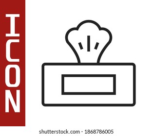 Black line Wet wipe pack icon isolated on white background.  Vector